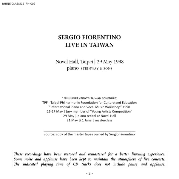 RH-009 | 1CD | SERGIO FIORENTINO ② | live in Taiwan