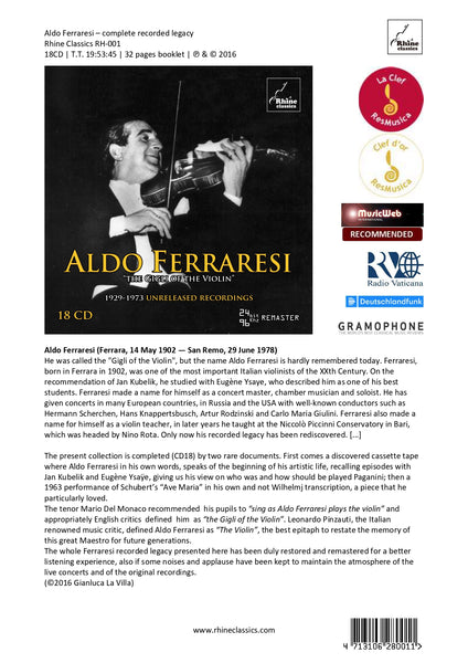 RH-001 | 18CD | ALDO FERRARESI | the Gigli of the violin