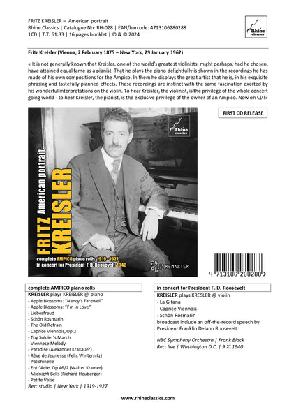 RH-028 | 1CD | FRITZ KREISLER | American portrait