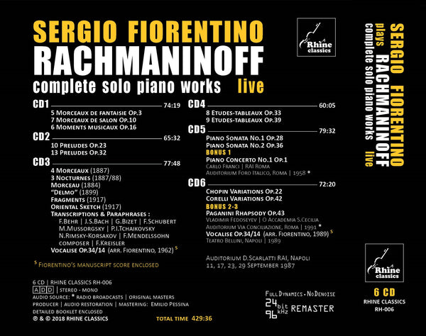 RH-006 | 6CD | SERGIO FIORENTINO ① | complete RACHMANINOFF live